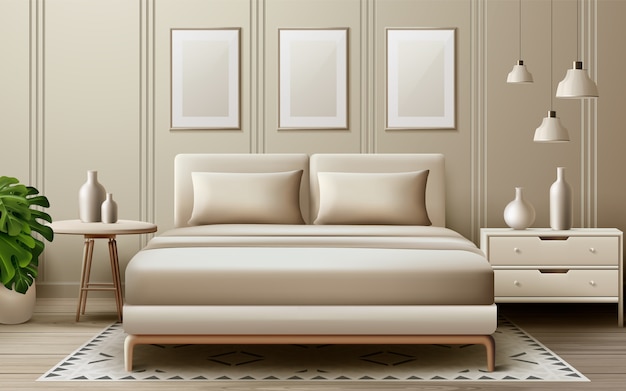 Elementos de design interior em design realista