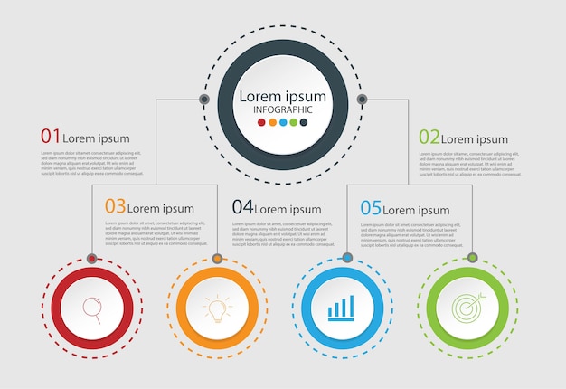 Elementos de design moderno para negócios multicolor infográficos.