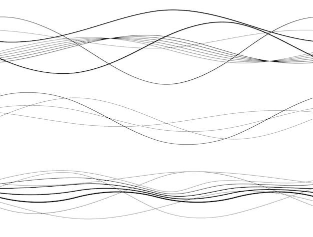 Vetor elementos de design onda de muitas linhas cinzas listras onduladas abstratas em fundo branco isolado arte de linha criativa ilustração vetorial eps 10 ondas brilhantes coloridas com linhas criadas usando a ferramenta blend