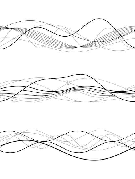 Vetor elementos de design onda de muitas linhas cinzas listras onduladas abstratas em fundo branco isolado arte de linha criativa ilustração vetorial eps 10 ondas brilhantes coloridas com linhas criadas usando a ferramenta blend