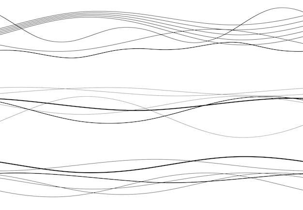 Vetor elementos de design onda de muitas linhas cinzas listras onduladas abstratas em fundo branco isolado arte de linha criativa ilustração vetorial eps 10 ondas brilhantes coloridas com linhas criadas usando a ferramenta blend