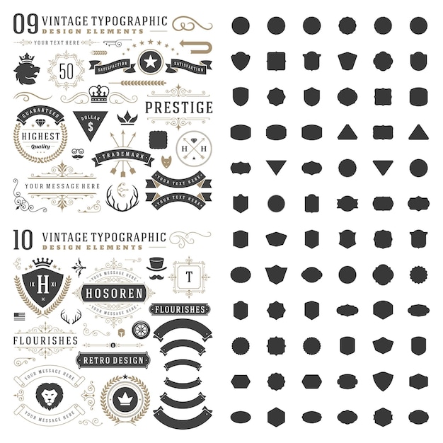 Elementos de design tipográfico retro vintage