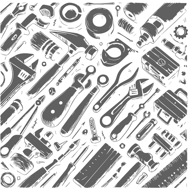 Elementos de ferramentas desenhadas à mão