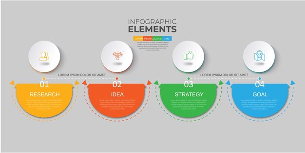 Elementos de fluxo de design de infográfico de negócios de gráfico de etapas vetoriais