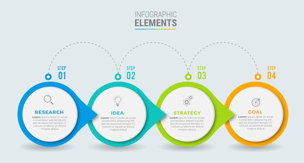 Vetor elementos de fluxo de design de infográfico de negócios de gráfico de passos