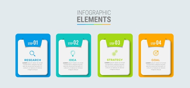 Elementos de fluxo de design de infográfico de negócios de gráfico de passos