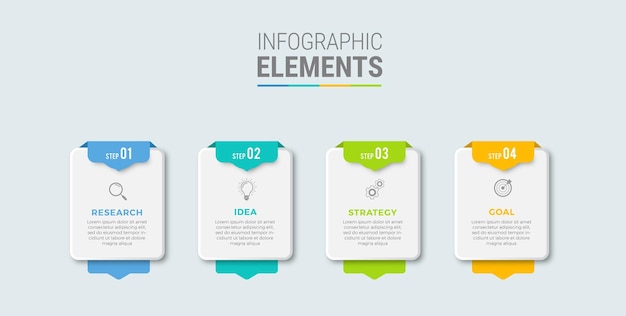 Vetor elementos de fluxo de design de infográfico de negócios de gráfico de passos