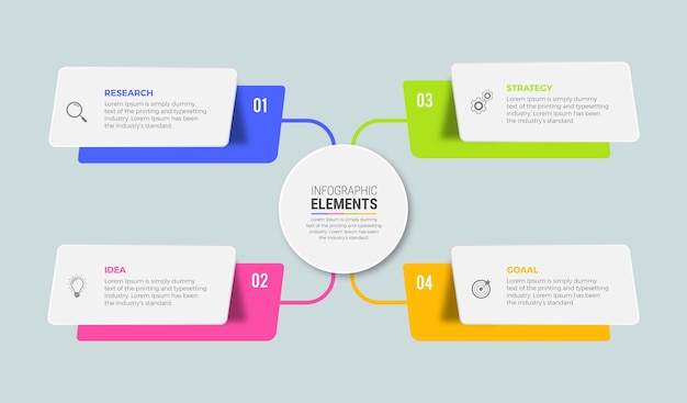 Elementos de fluxo de design de infográfico de negócios de gráfico de passos