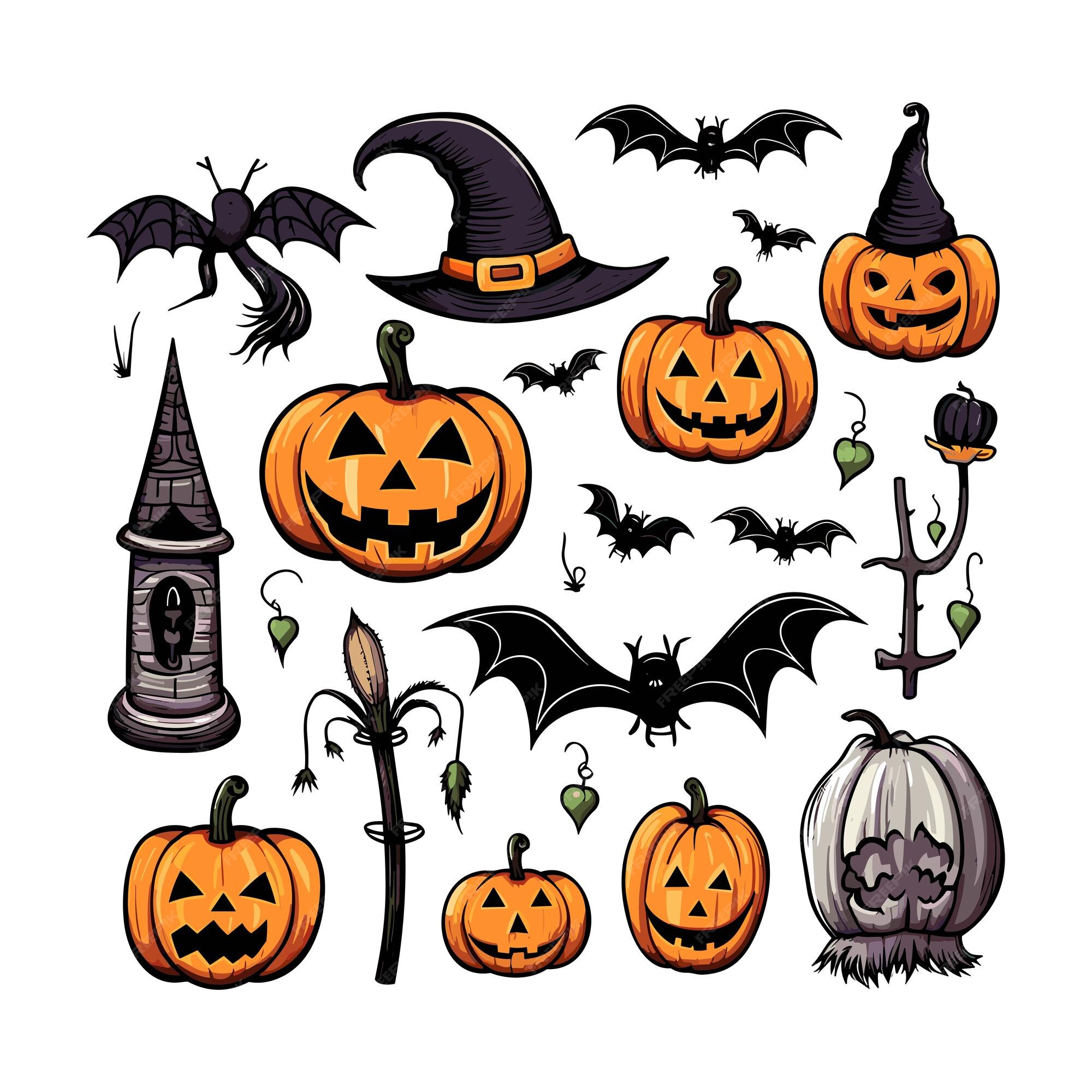 Design De Halloween. Estilo De Desenho Animado Dos Elementos Halloween  Ilustração do Vetor - Ilustração de truque, jogo: 228966944