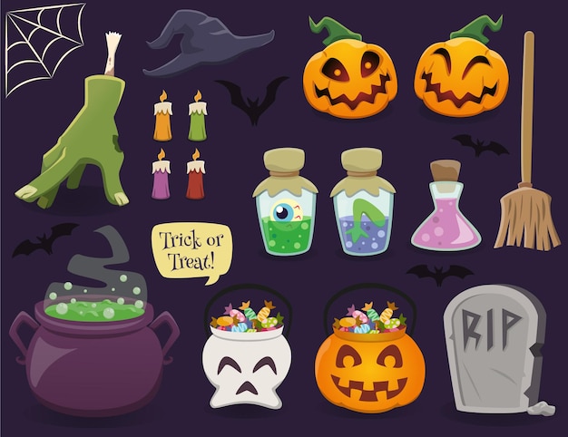 Elementos de halloween embalar