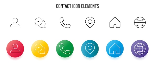 Elementos de ícone de contato em várias formas