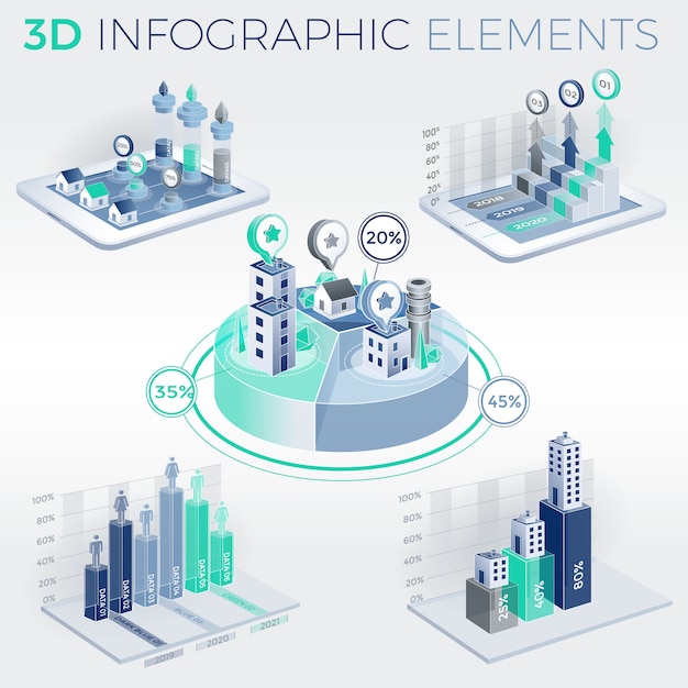 Elementos de infográfico 3D