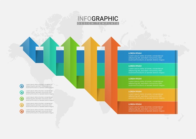 Elementos de infográfico de cinco setas modelo de negócios para apresentação