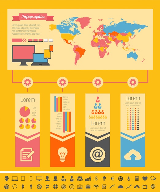 Vetor elementos de infográfico de indústria de ti