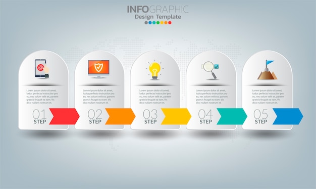 Elementos de infográfico de negócios com 5 opções ou etapas