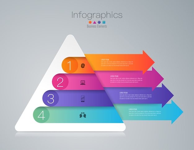 Elementos de infográfico de negócios de 4 etapas para a apresentação