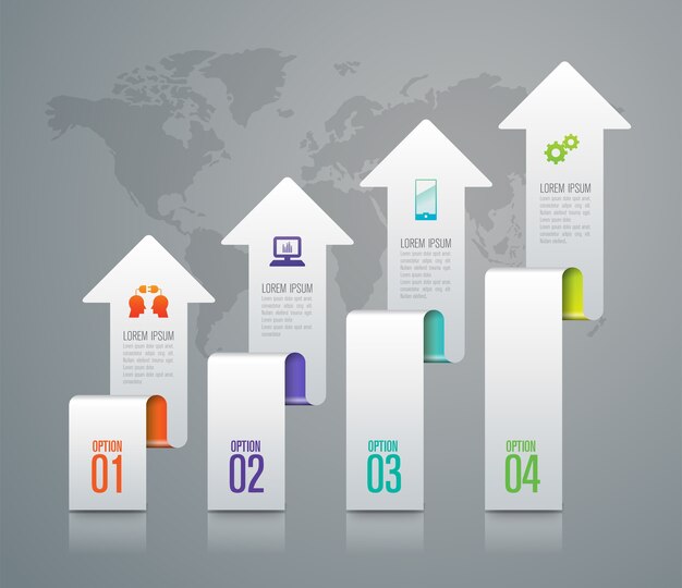 Elementos de infográfico de negócios de 4 etapas para a apresentação