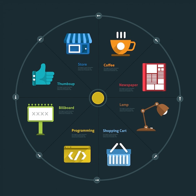 Elementos de infográfico e ícone de negócios conectam estilo de vida para layout ou gráfico