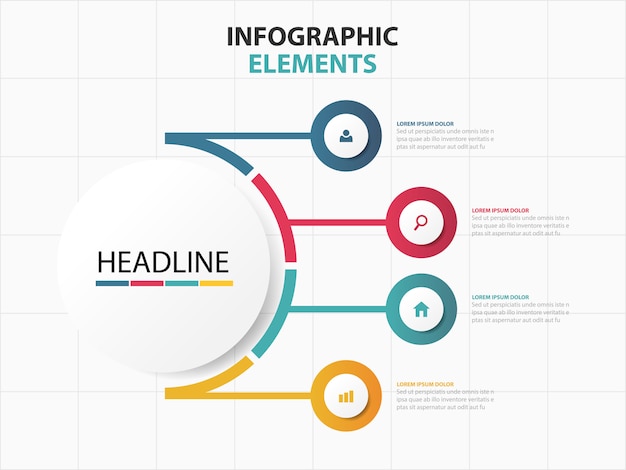 Elementos de infográficos coloridos abstratos negócios,