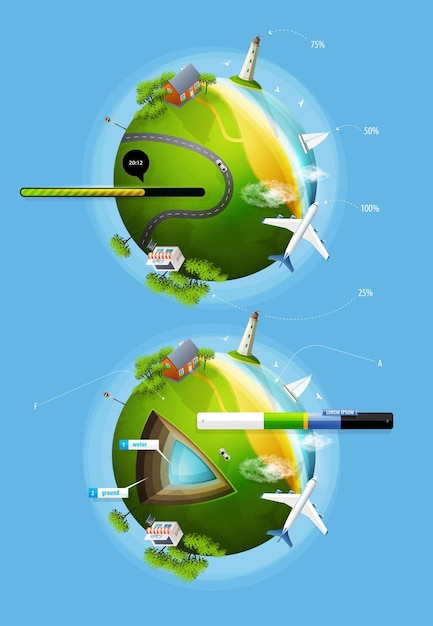 Vetor elementos de infográficos com a bola planeta terra