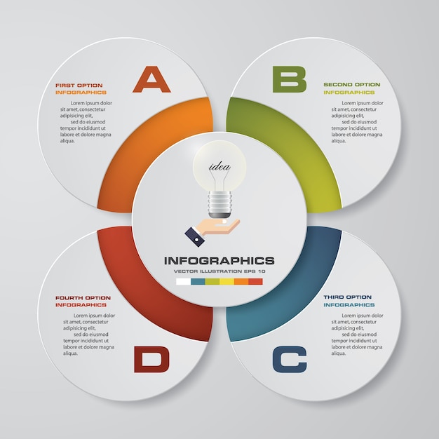 Elementos de infográficos de gráfico de 4 passos.