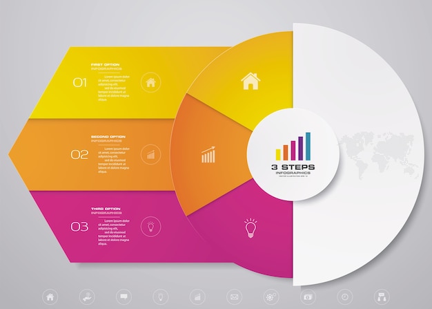 Elementos de infográficos de gráfico de ciclo para apresentação de dados