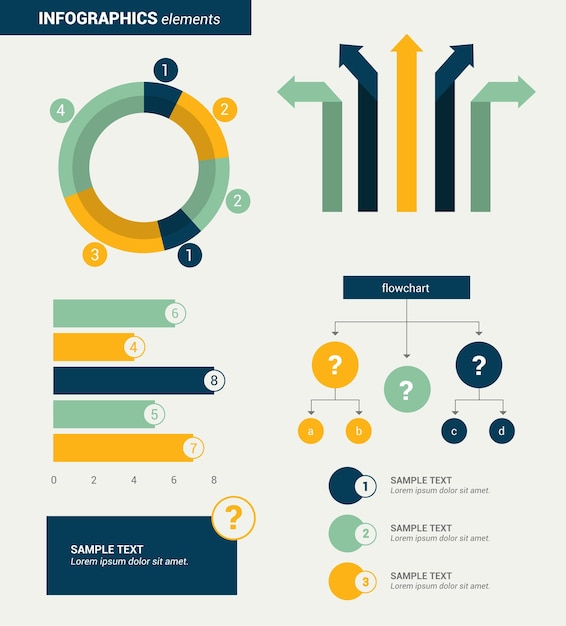 Vetor elementos de infográficos planos minimalistas design vetorial