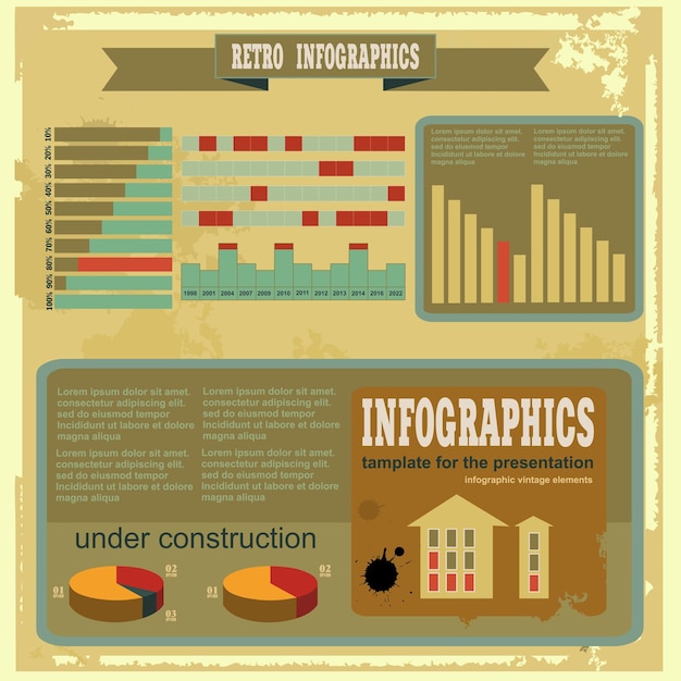 Elementos de infográficos retrô de negócios