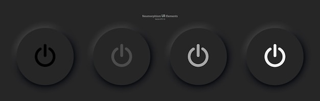 Elementos de interface de usuário para dispositivos móveis no estilo de neumorfismo ui ux um conjunto de quatro pretos