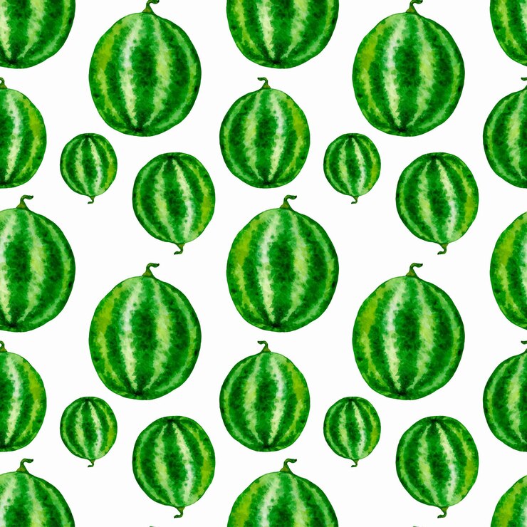 Vetor elementos de melancia mão desenhada aquarela sem costura padrão textura de comida papel de parede de verão