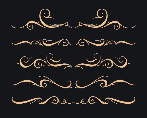Elementos de moldura de ornamento horizontal vintage. Coleção floral decorativa