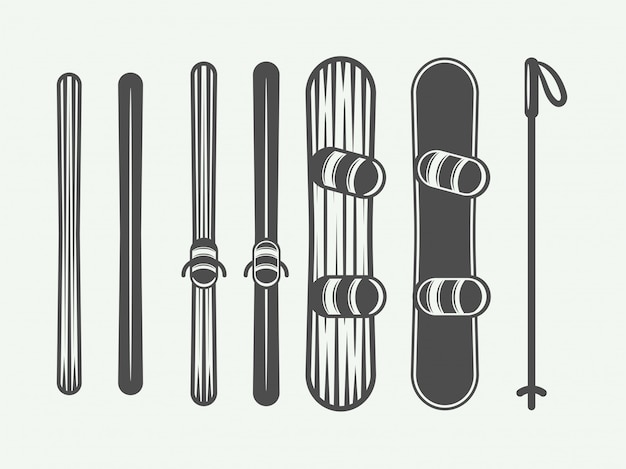 Elementos de snowboard.