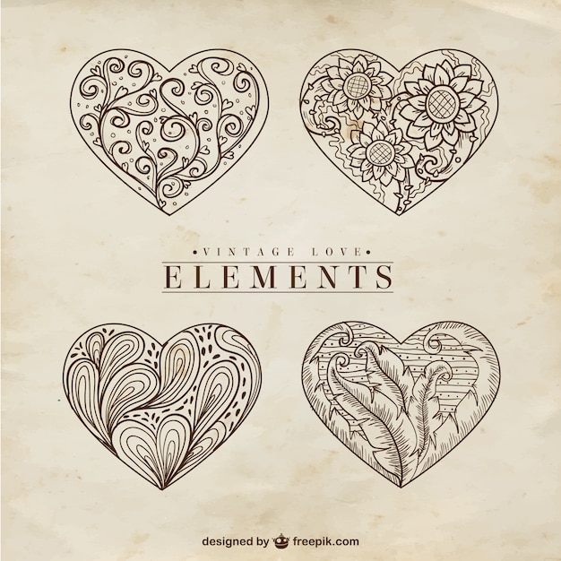 Elementos desenhados mão ornamental do vintage