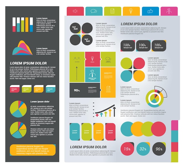 Elementos do conjunto de infográficos.