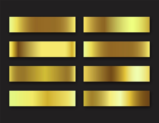 Elementos do conjunto de paleta de cores de gradiente dourado