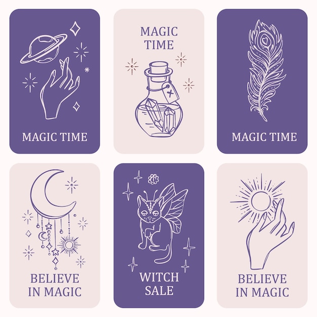 ELEMENTOS ESOTÉRICOS Conjunto de Cartões de Símbolos de Astrologia Oculta Mística