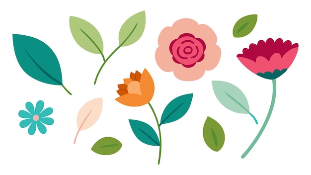 Elementos florais vibrantes para desenhos de primavera