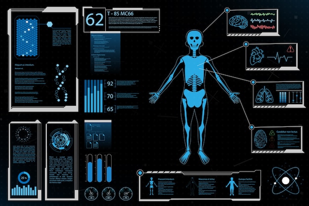 Elementos futuristas informação de saúde de análise humana