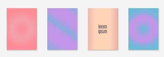 Elementos geométricos de linha Rosa e roxo Layout de diário de relatório de pasta de convite ondulado Elementos geométricos de linha no modelo de capa minimalista na moda