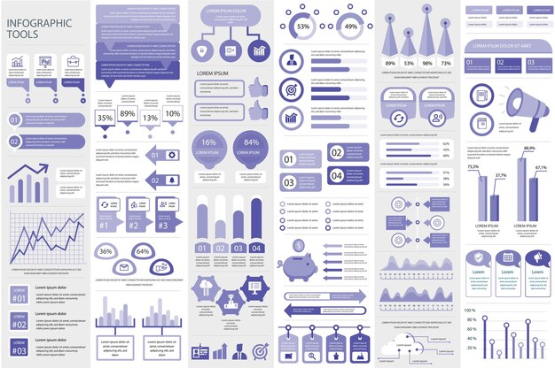 Elementos gráficos de informação de desenho vetorial de visualização de dados de elementos infográfico