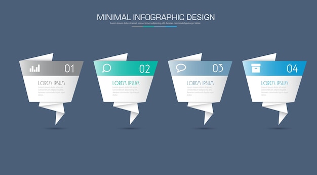 Elementos infográficos com ícone de negócios no processo de círculo de fundo colorido ou diagramas de fluxo de trabalho de etapas e opções elemento de design vetorial ilustração eps10