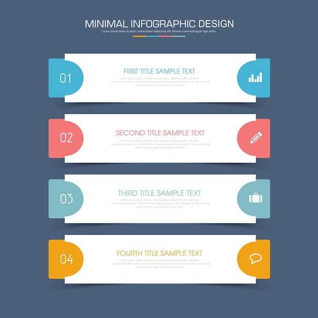 Elementos infográficos com ícone de negócios no processo de fundo colorido ou diagramas de fluxo de trabalho de etapas e opções elemento de design vetorial ilustração eps10