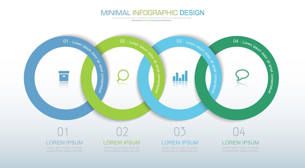 Elementos infográficos com processo de círculo de ícones de negócios ou design de vetor de fluxo de trabalho de etapas e opções