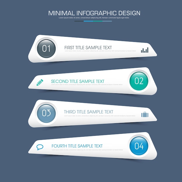 Elementos infográficos com processo de ícone de negócios ou etapas e opções de design vetorial de fluxo de trabalho