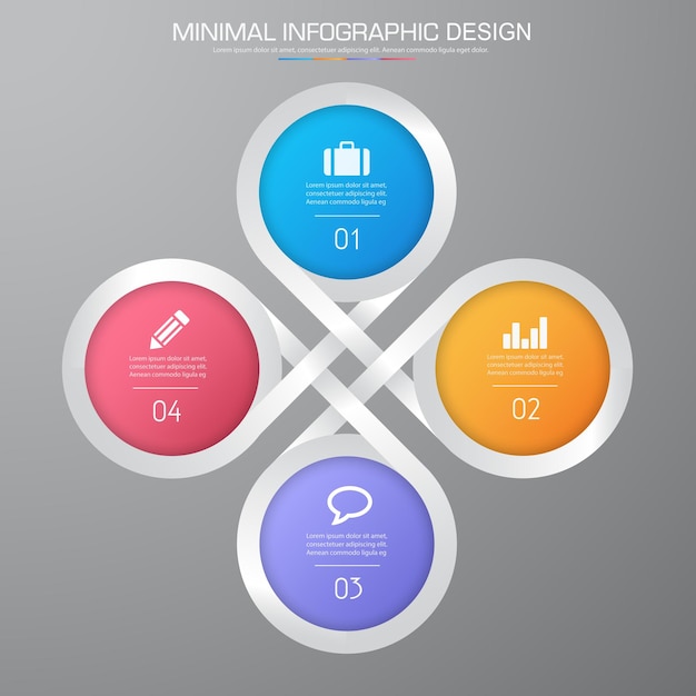 Elementos infográficos com processo de ícone de negócios ou etapas e opções de design vetorial de fluxo de trabalho