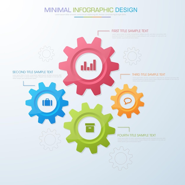 Vetor elementos infográficos com processo de ícone de negócios ou etapas e opções de design vetorial de fluxo de trabalho