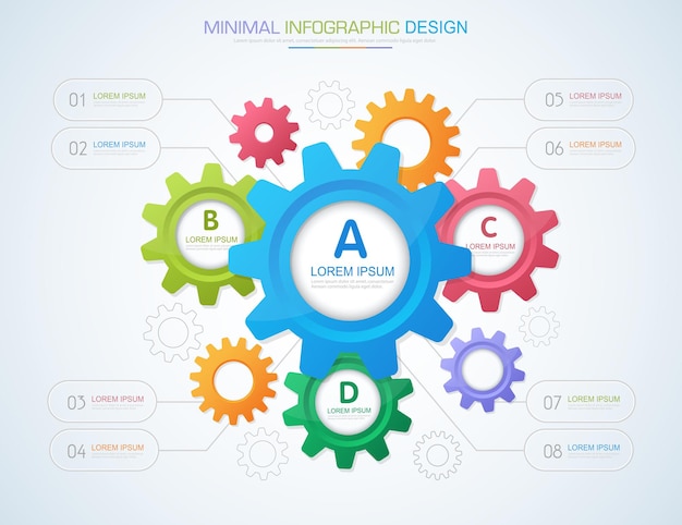 Vetor elementos infográficos com processo de ícone de negócios ou etapas e opções de design vetorial de fluxo de trabalho