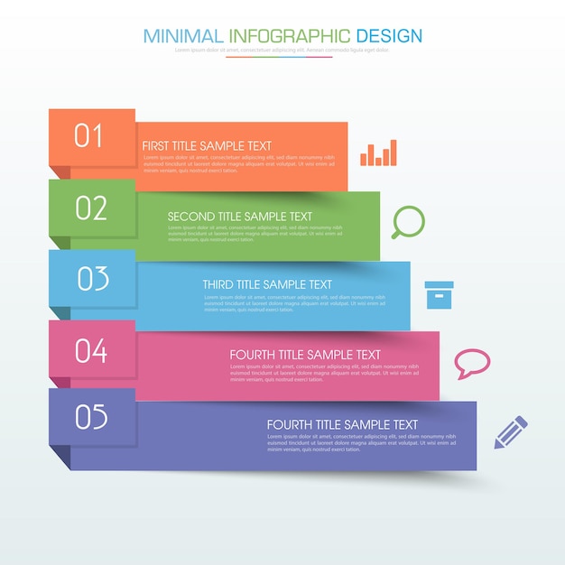 Elementos infográficos com processo de ícone de negócios ou etapas e opções de design vetorial de fluxo de trabalho