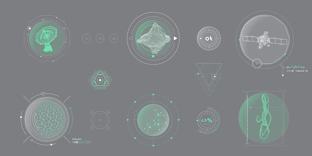 Vetor elementos infográficos vetoriais circulares para interface scifi