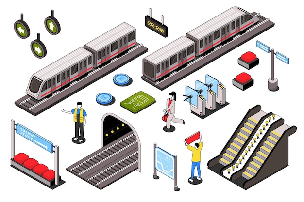 Elementos isométricos do metrô da cidade